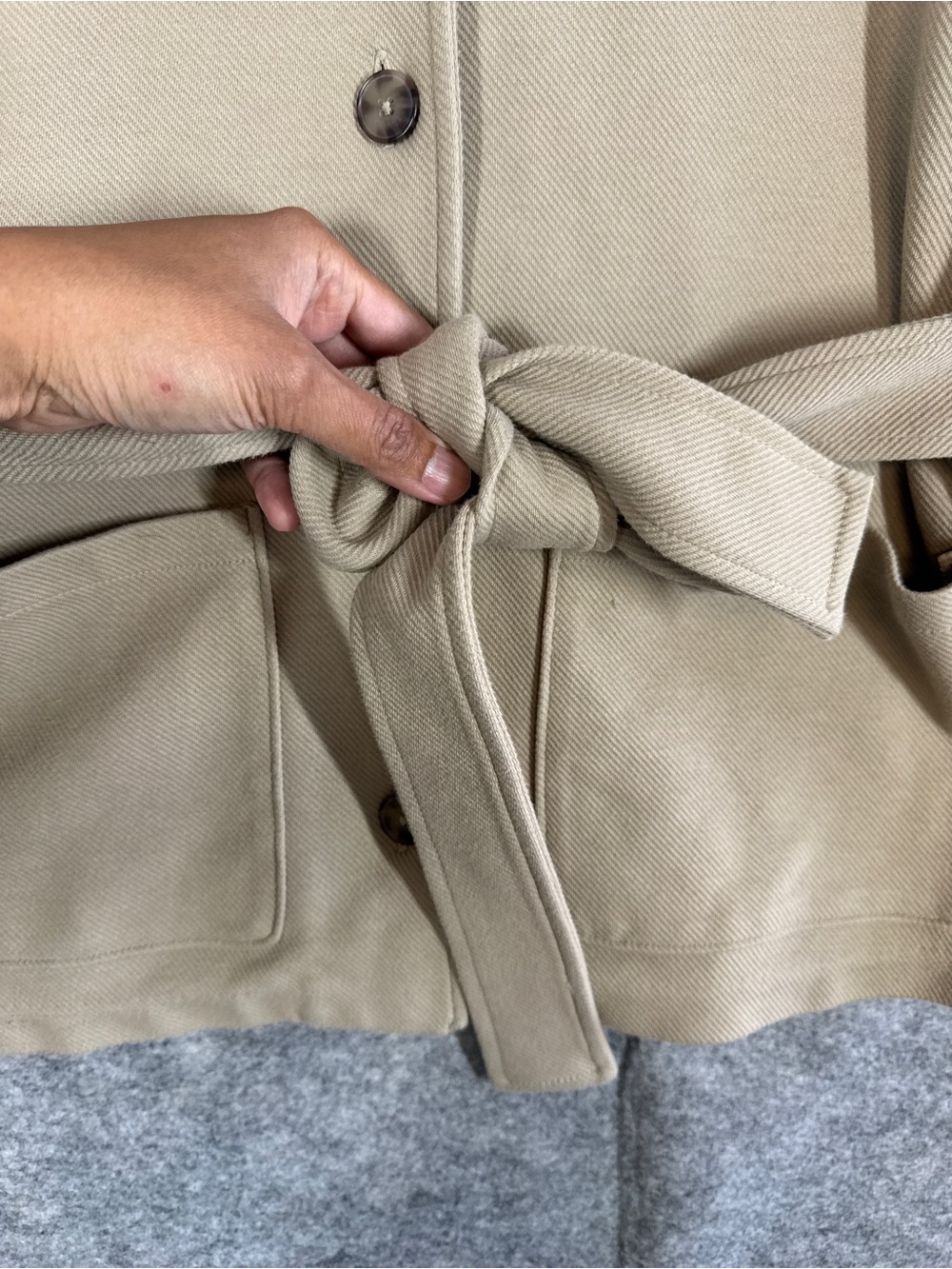 Banana Republic Belted Fall Jacket Beige Medium Minimalist Quiet Luxury Career - Picture 9 of 16